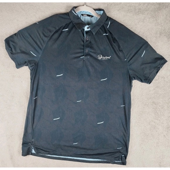 Unrl Other - UNRL x‎ Barstool Performance Golf Blue Navy Polo Shirt AOP Athletic Fit Mens L